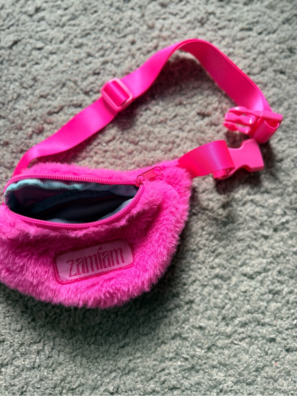 Rebecca Zamolo Hot Pink Kids Fuzzy Belt Bag with Adjustable Strap